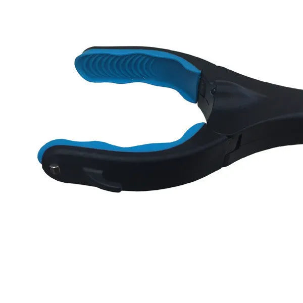 Blue foldable portable pickup tool with extended aluminium handle, 83.5cm long