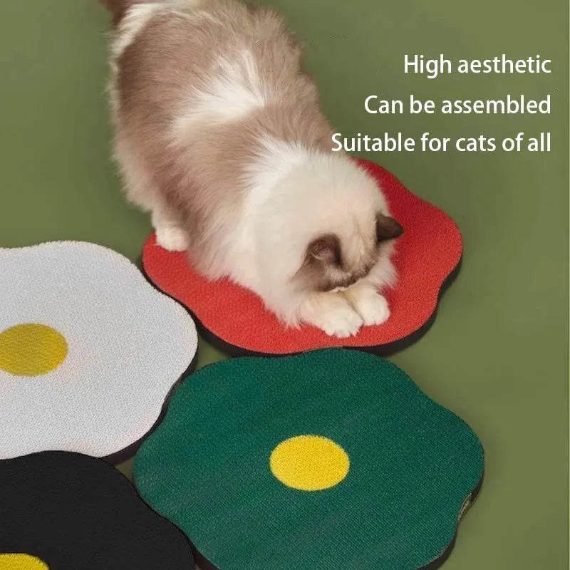 Wall mounted cat scratching board with corrugated surface in four colour options