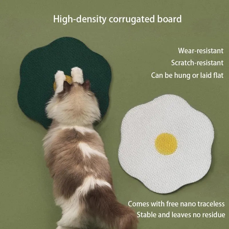 Wall mounted cat scratching board with corrugated surface in four colour options