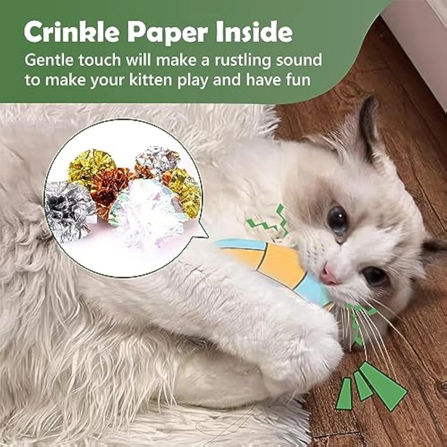 Soft plush cat toy with sports ball pattern, shown as a flat flying disc with dimensions 5 cm by 5 cm