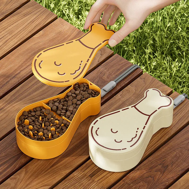 Portable pet water feeder bottle with food container in orange or white colour