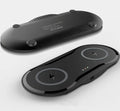 Black and white dual wireless charging pad with two phone charging surfaces and Type-C cable