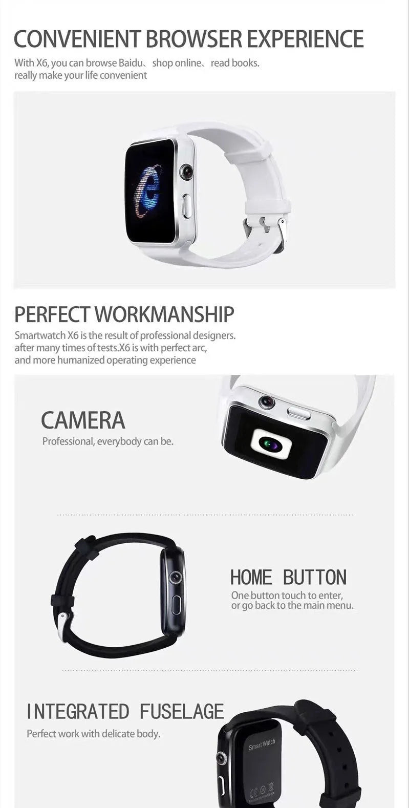 Black smart watch with 1.54 inch screen and silicone strap on a wrist