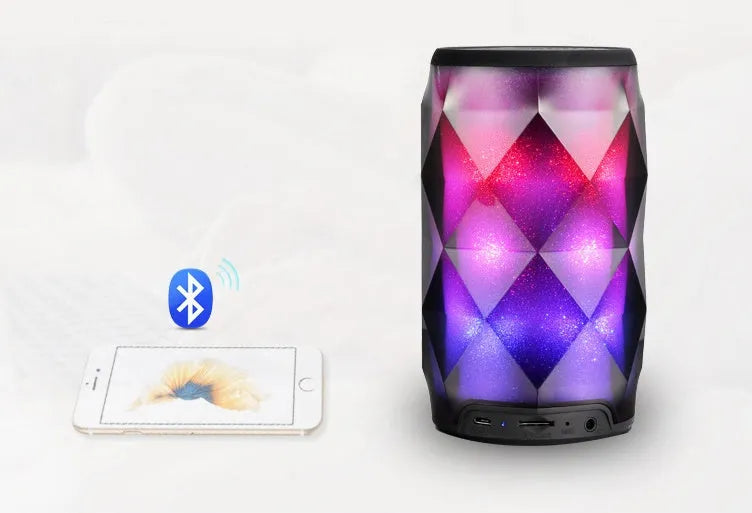 Black crystal diamond cut Coke can Bluetooth speaker lantern with colourful lighting effects and touch controls