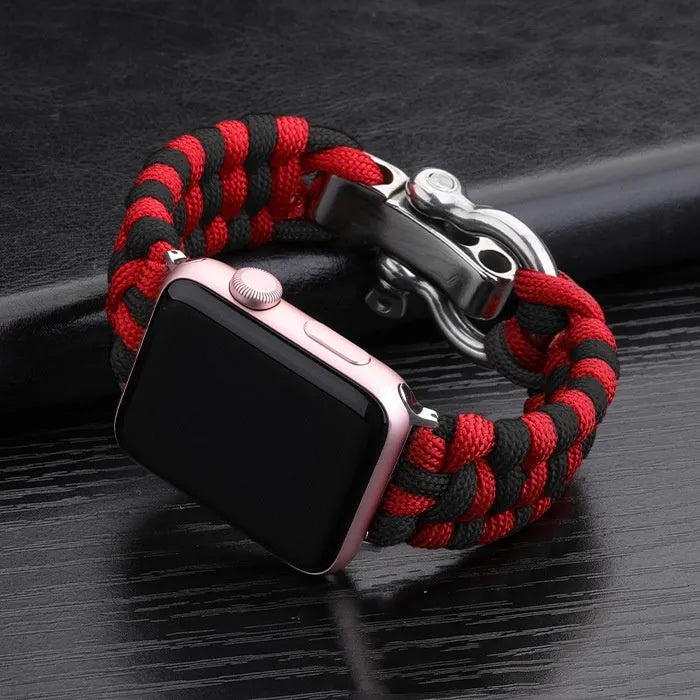 Nylon Apple Watch Strap with Woven Steel Buckle – Compatible with 38/40/42/44/45/49mm – Unisex Sports Band in Multiple Camouflage and Solid Colours – Black, Blue, Green, Red, Rainbow Options Available Including Connector Pieces