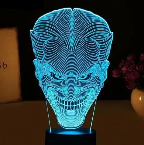 USB-powered 3D LED decorative lamp with acrylic panel in multiple colours on a square base