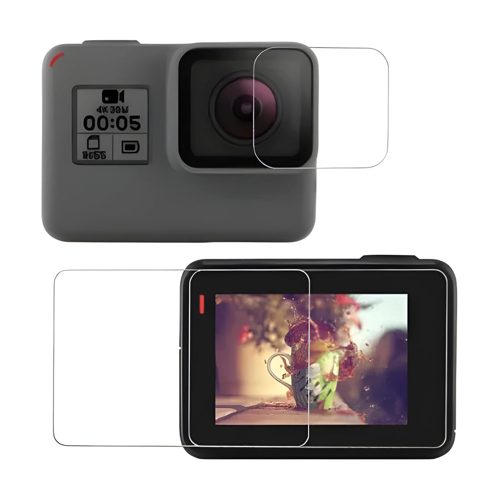 Transparent tempered glass screen protector film for GoPro Hero 5/6/7 camera lens and LCD display