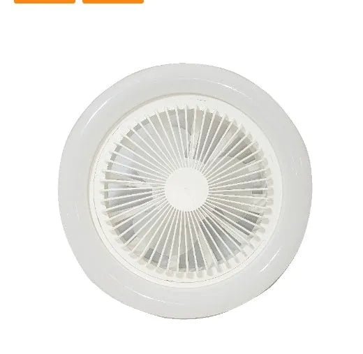 26cm round remote control ceiling fan with E27 30W LED lamp, plastic blades and shade, modern minimalist style
