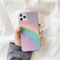 Gradient rainbow striped TPU phone case for iPhone models