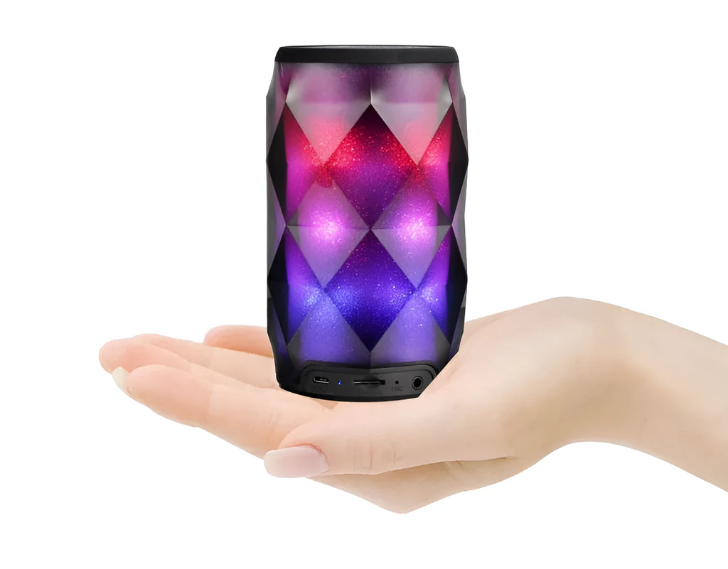 Black crystal diamond cut Coke can Bluetooth speaker lantern with colourful lighting effects and touch controls