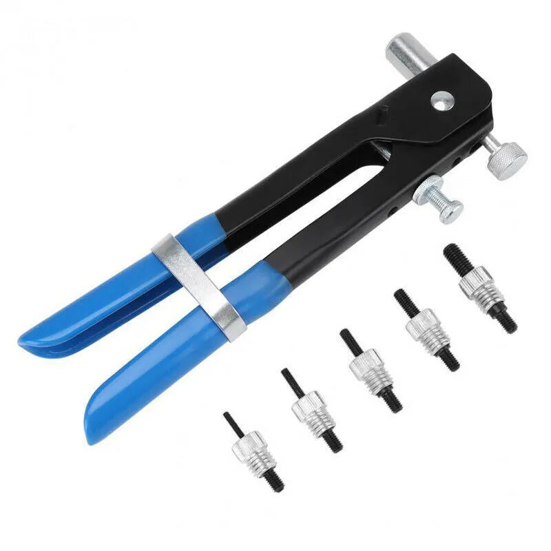 Alloy steel manual riveter nut set showing tool body and nose assembly