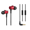 Piston in-ear wired headphones with 3.5mm jack in black, blue, and red colour options