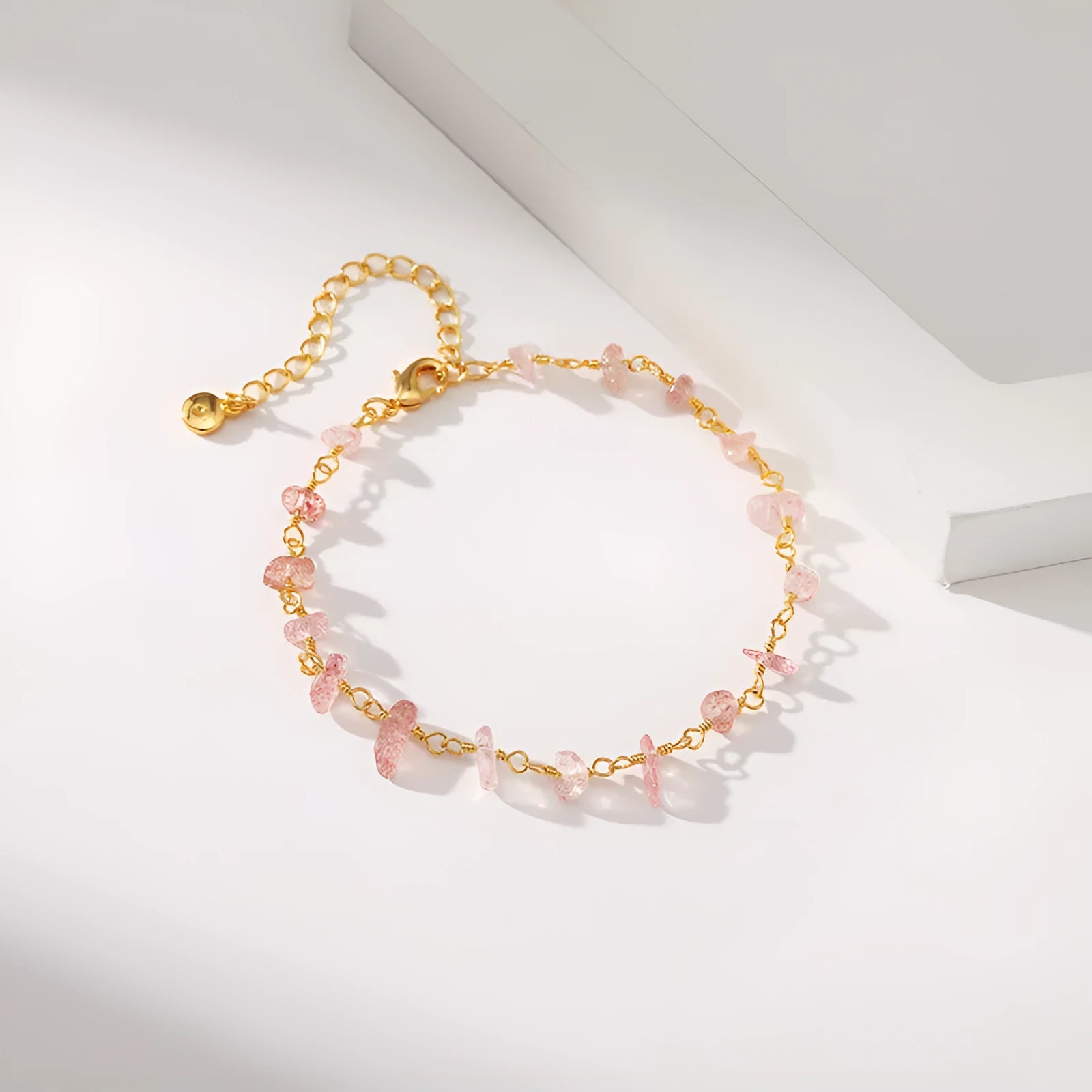 Irregular natural gravel turquoise bracelet in 18K copper with geometric design and crystal accents