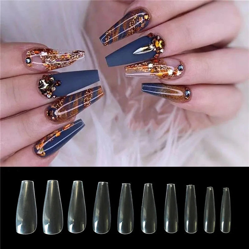 500 transparent and natural ballet false nails in ABS material with 10 sizes