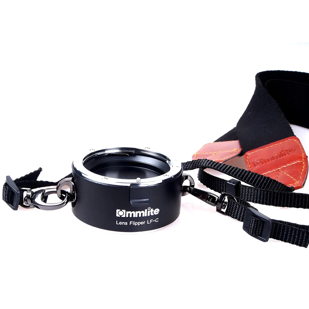 Aluminium camera lens flipper holder with cotton strap for Canon Nikon Sony lenses