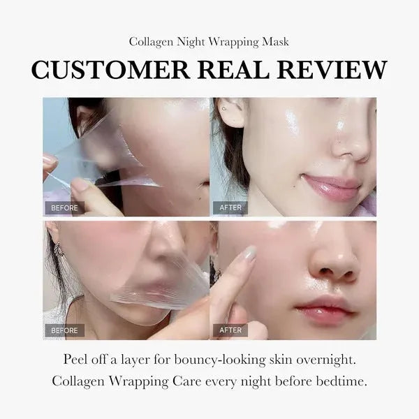 75ml collagen night face mask bottle with application brush for firming and hydration.