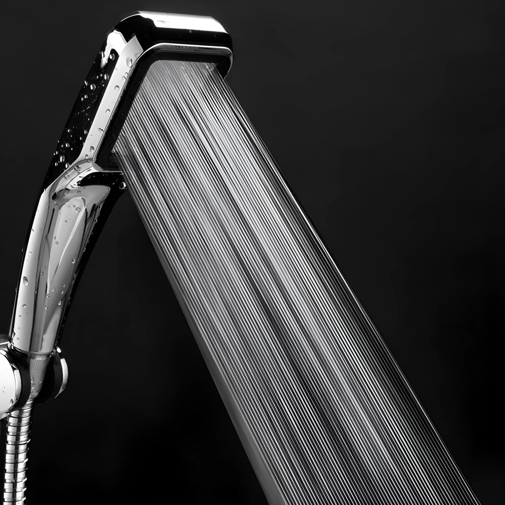 Orange hand-held pressurised shower head with rain function for normal temperature water