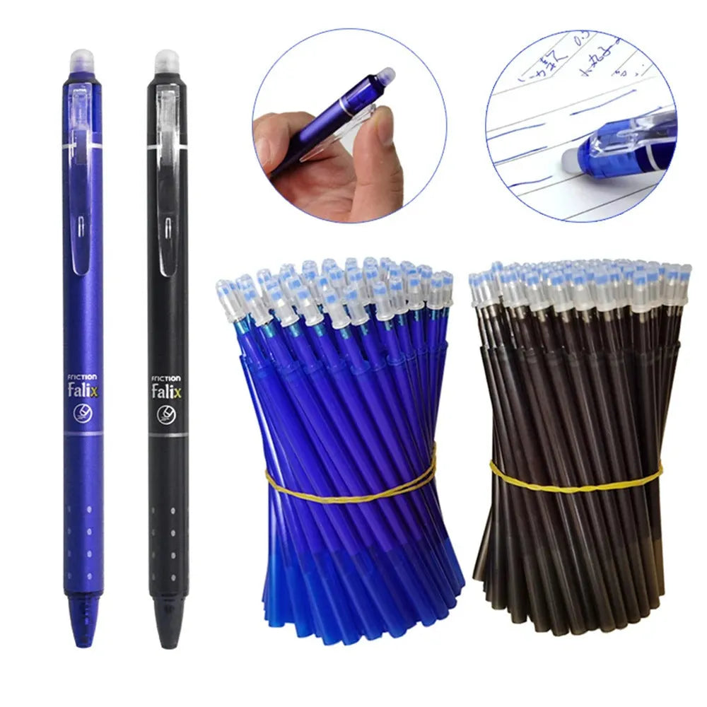 0.5mm erasable push gel pen with plastic shell and stainless steel nib
