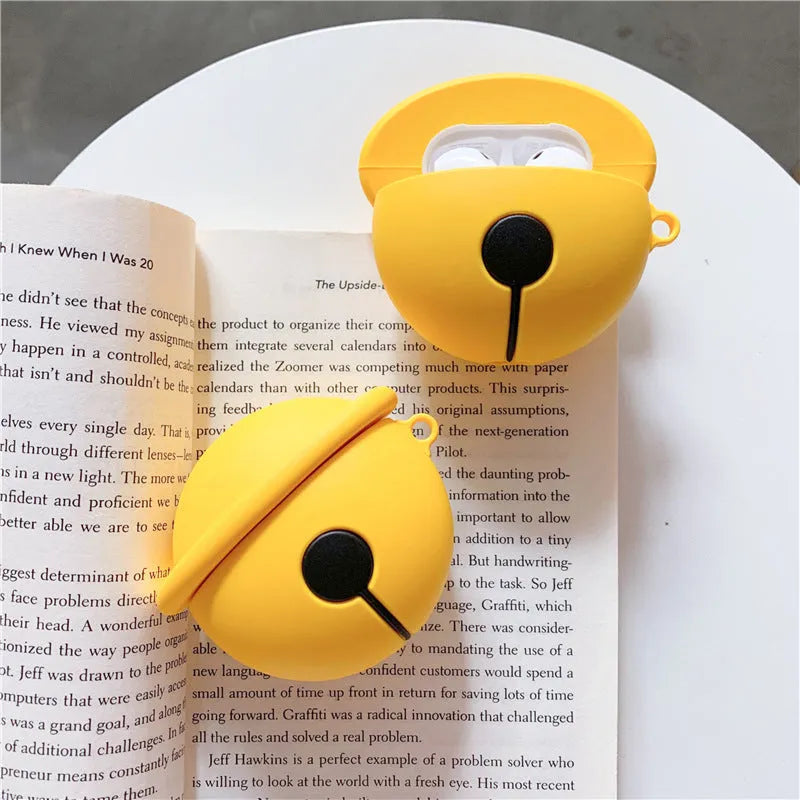 Yellow bell-shaped silicone protective case for Apple AirPods 1st and 2nd generation charging case
