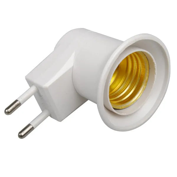 White E27 screw lamp holder adapter with switch control for wall plug-in bulb socket conversion