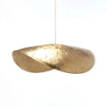 Iron pendant lamp fish line chandelier bamboo hat shape copper accents 45.5cm
