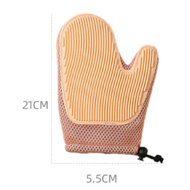 TPR massage pet grooming glove with mesh fabric for removing shedding fur