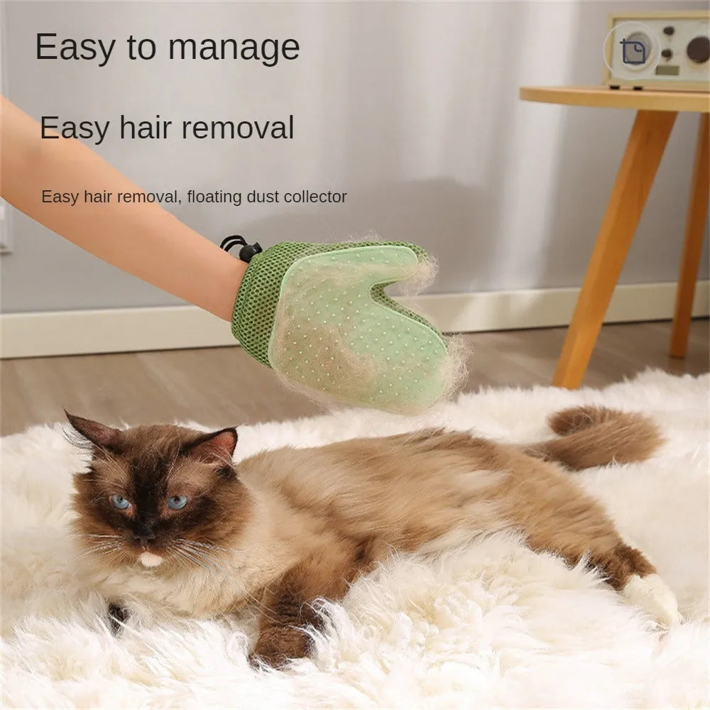 TPR massage pet grooming glove with mesh fabric for removing shedding fur