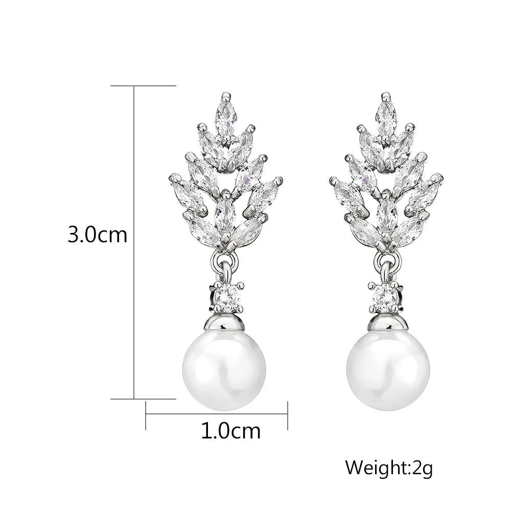Geometric floral earrings with micro inlaid zircon stones in three plating colour options