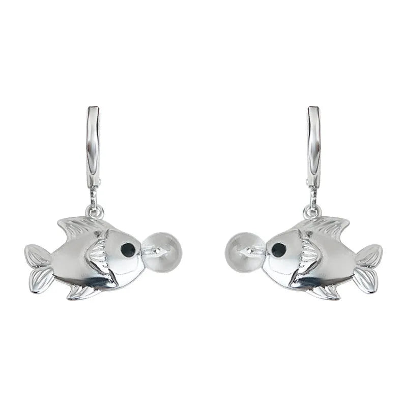 Copper bubble fish earrings with electroplated goldfish design animal jewellery