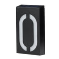 Solar-powered house number light with LED illumination and concealed wall mount
