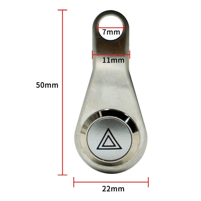 Black stainless steel motorcycle switch with double flash button and light ring, 7mm mounting hole