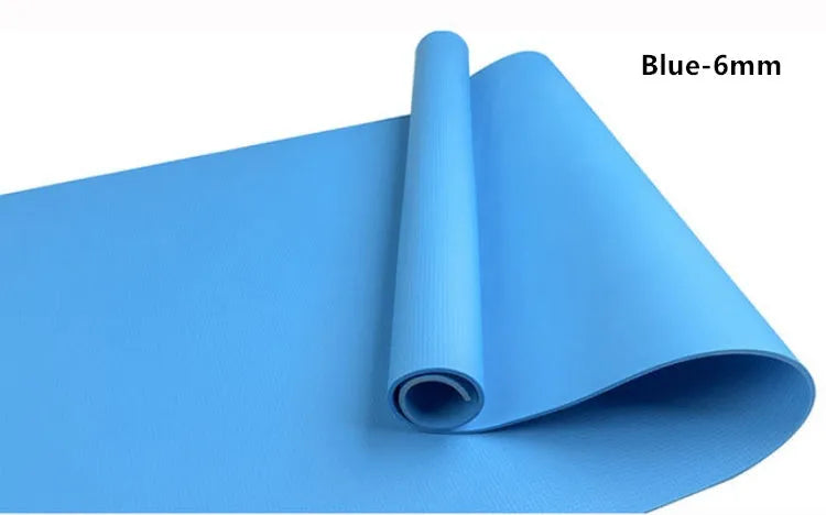 EVA yoga mat in six colours showing 4mm and 6mm thickness options for fitness exercise