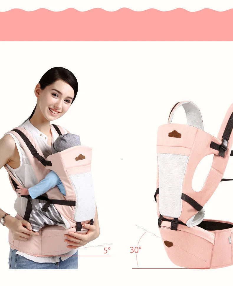 Breathable baby waist stool strap carrier in green for ages 3-36 months