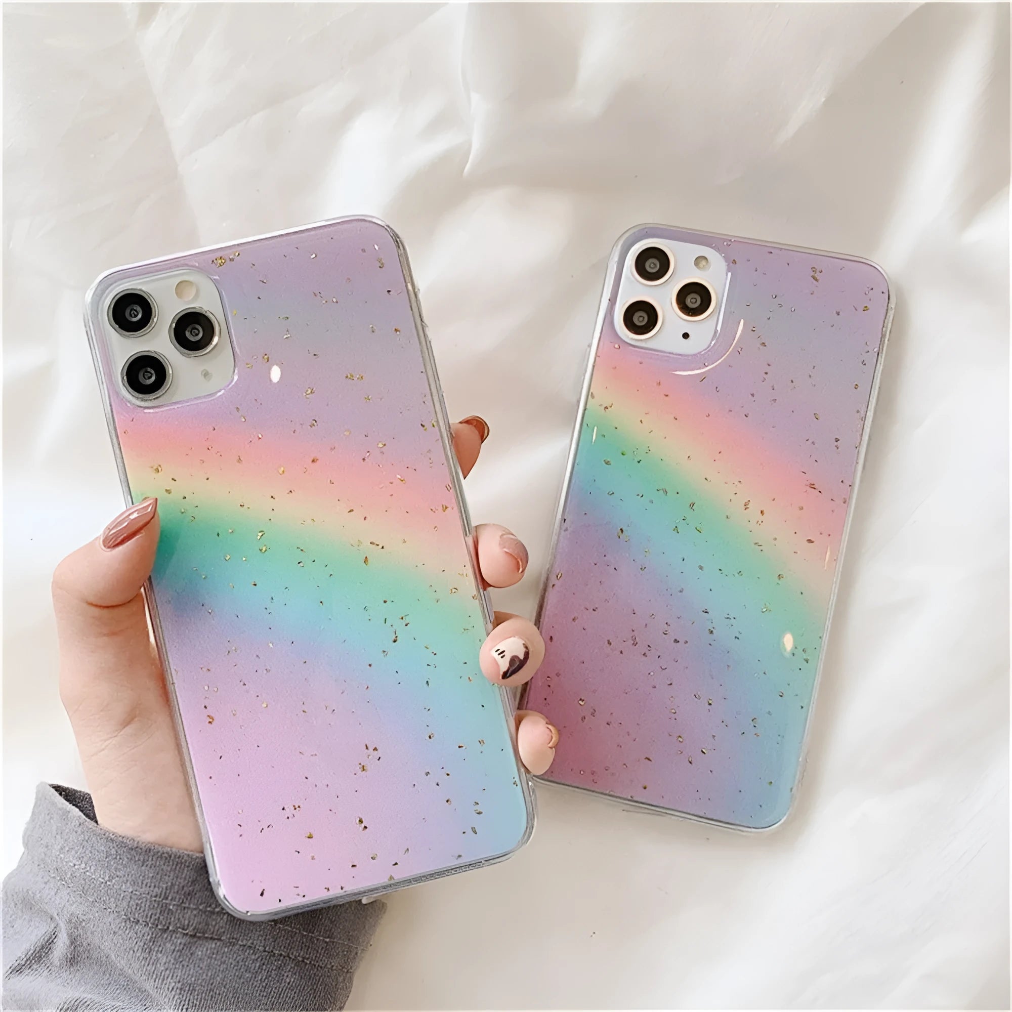 Gradient rainbow striped TPU phone case for iPhone models