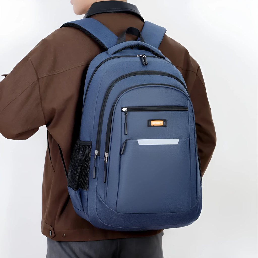 Men's casual Oxford cloth backpack with breathable lining in grey, black, green and blue colour options