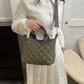 Soft Oxford cloth shoulder messenger bag with embroidery details in horizontal square shape
