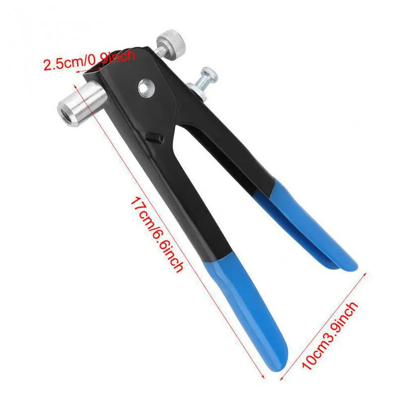 Alloy steel manual riveter nut set showing tool body and nose assembly