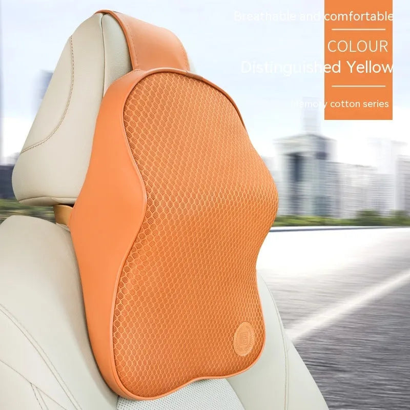 Memory foam car headrest pillow and lumbar support pillow set in a choice of seven colours