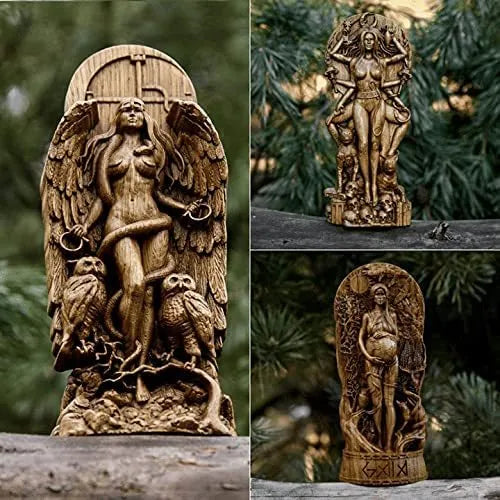 Small resin Greek goddess statue for altar or garden decor in three colour choices.