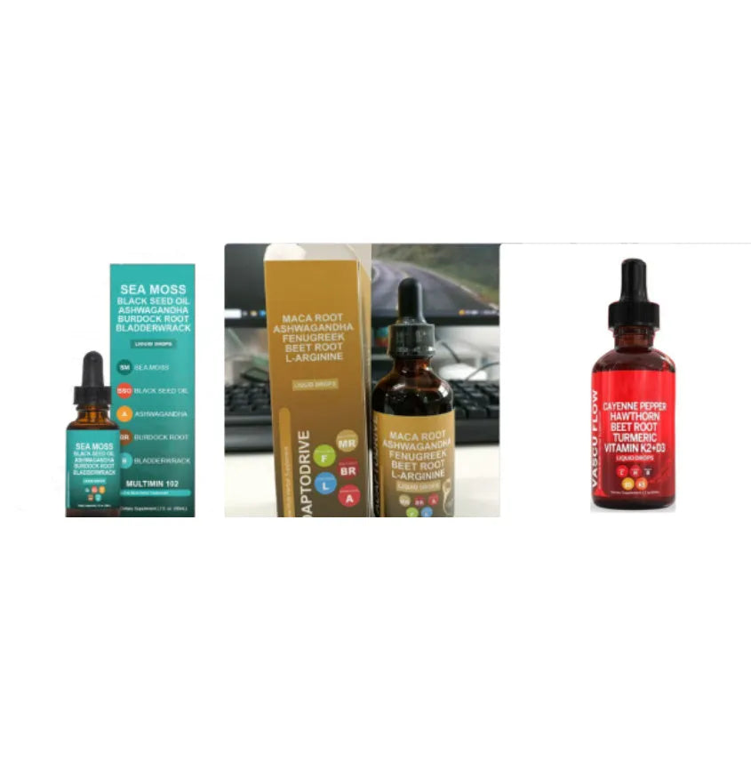 60ml bottle of vitamin D3 K2 hawthorn fruit liquid supplement drops with dropper