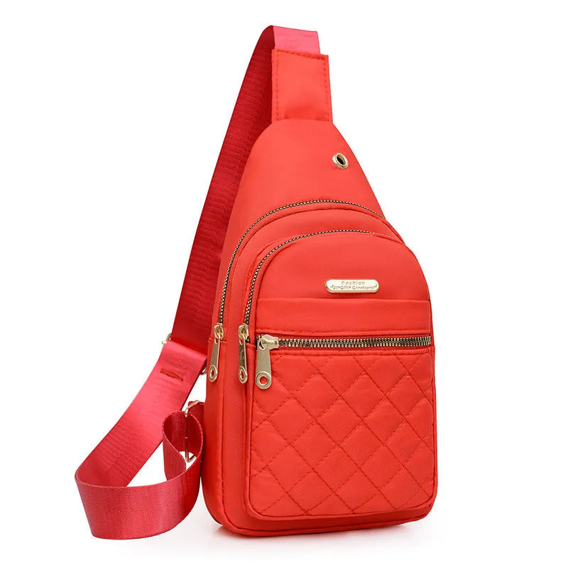 Oxford cloth sports crossbody chest bag with plaid pattern in multiple colour options