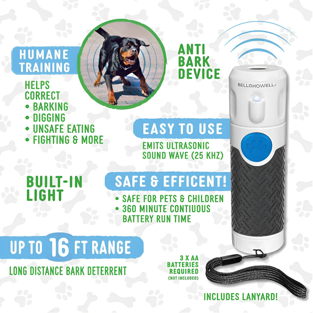 White ultrasonic dog trainer handheld device for bark control training