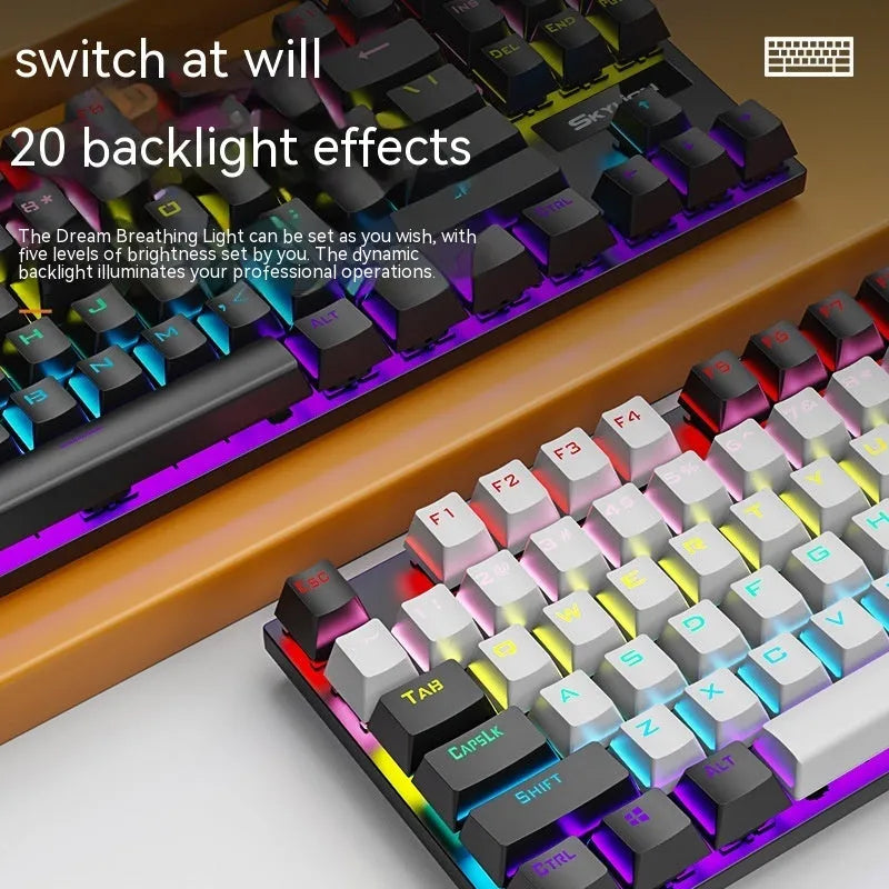 K87 mechanical wired keyboard in selected colour with Kailh Green or Red switches and metal base