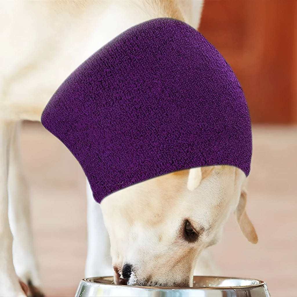 New Pet Thickened Beauty Earmuffs warm pet ears in blue colour on a dog