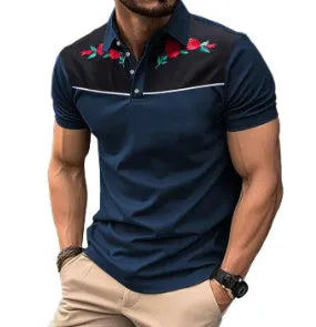 Men's short sleeve polo shirt with zipper decoration detail in mesh fabric