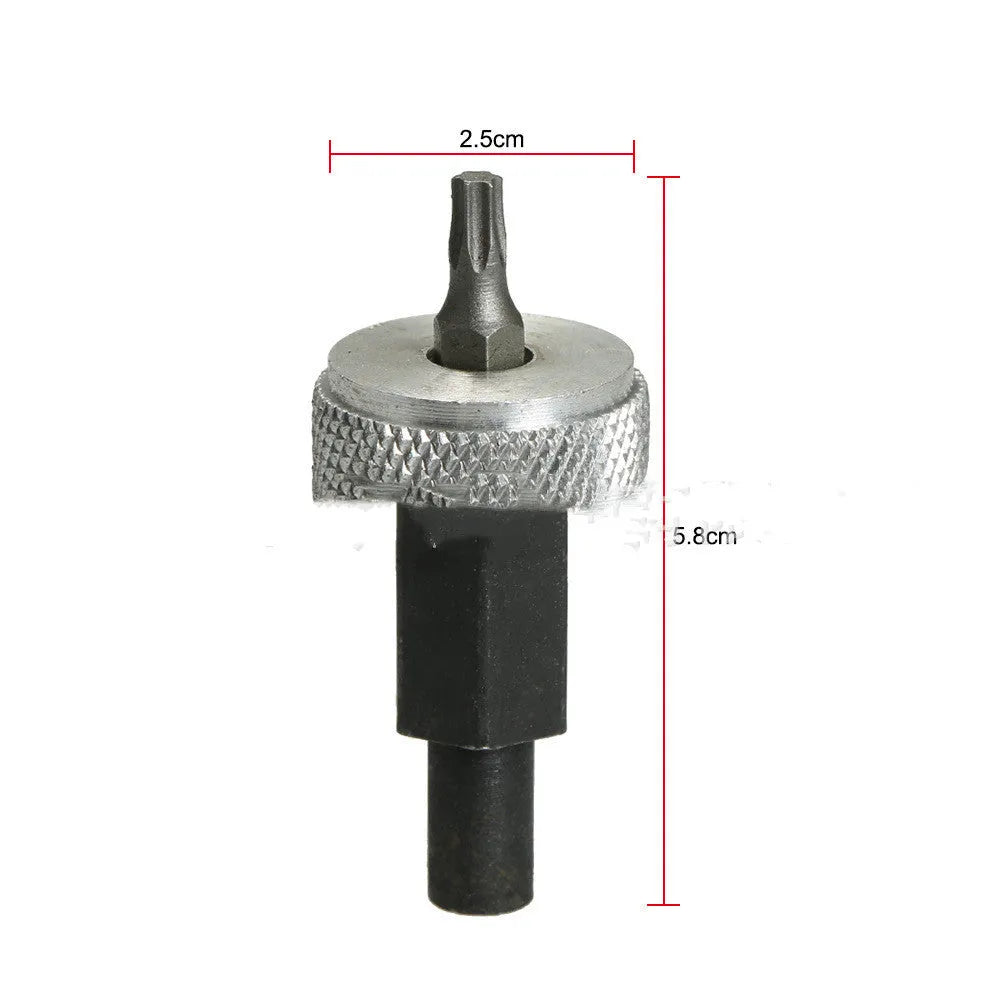Ignition module wrench tool made of carbon steel with knurled aluminium knobs for automotive distributor repair.