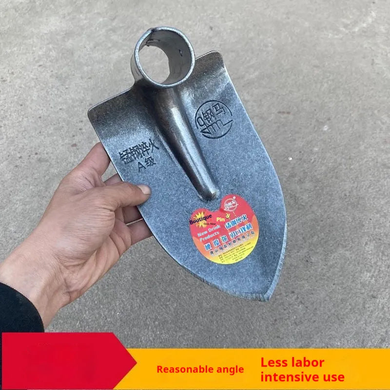 Agricultural pointed hoe tool with steel horse tip and flat hoe design for soil cultivation