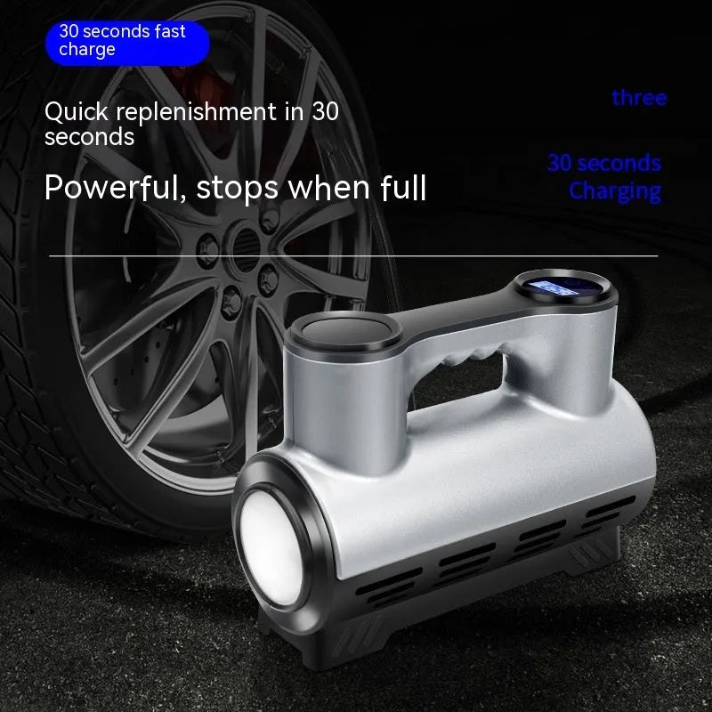 12V portable car air compressor with pressure gauge and LED light on ABS housing