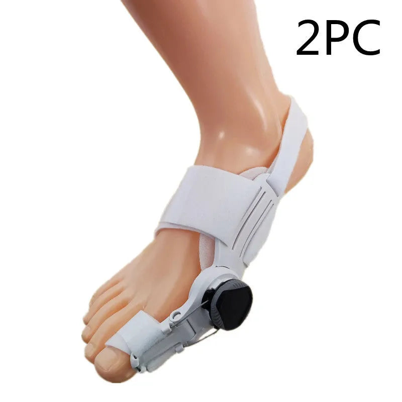 Adjustable hallux valgus splint with ABS frame and black buttons for big toe alignment