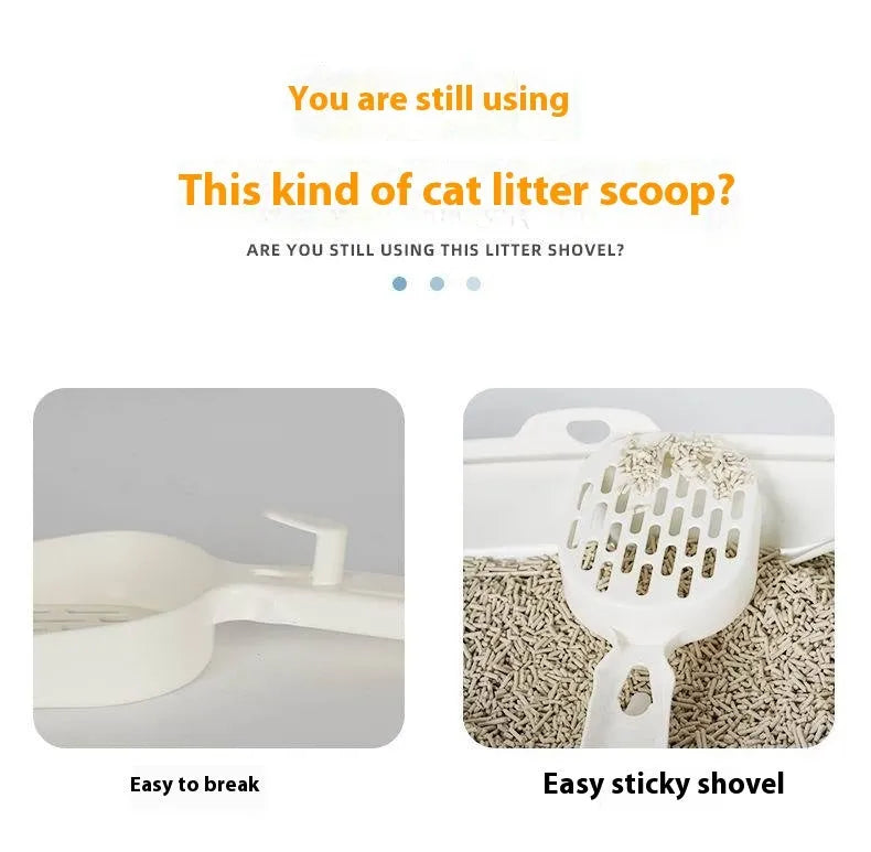 Black metal cat litter scoop with 0.8cm gap between tines for cleaning clumped litter